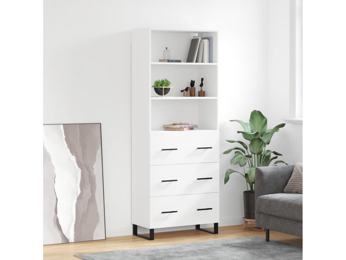 Vidaxl Armário Alto 69,5x34x180 Cm Derivados De Madeira Branco