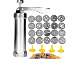 Arma De Pressão De Biscoito De Aço Inoxidável Com 20 Discos De Biscoito E 4 Biscoitos Nostalgia88