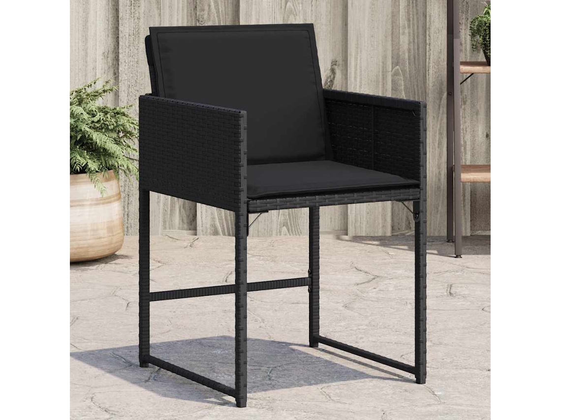 Vidaxl Cadeiras De Jardim Com Almofadões 4 Pcs Vime Pe Preto