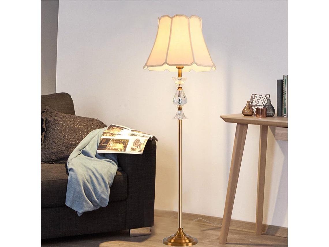 Luminária De Chão Mengjay Para Quarto, Luminária De Chão Cristal Para Leitura, Luminária De Chão Com Cúpula Tecido
