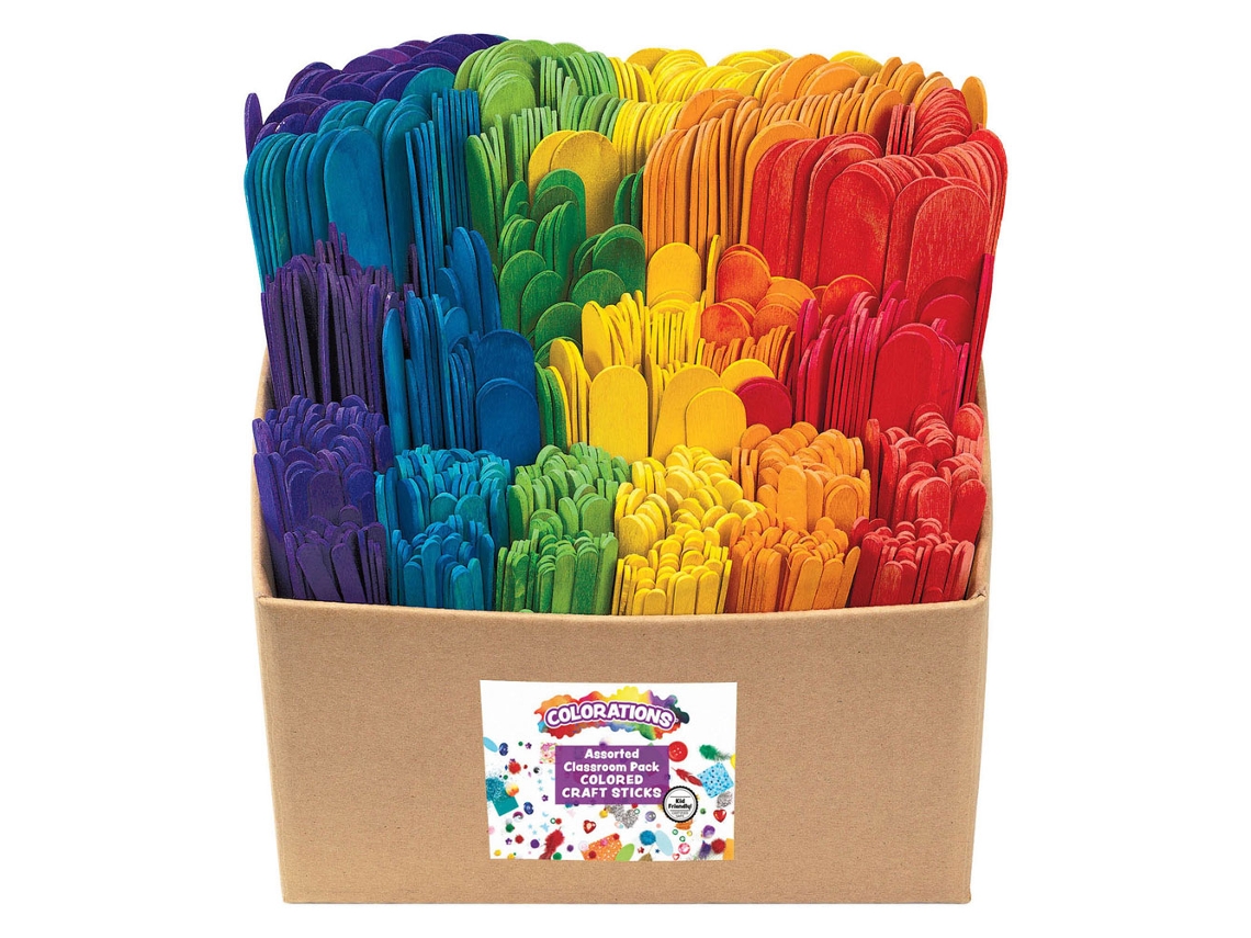 Pacote De Palitos De Madeira Para Artesanato 1200 Peças Para Sala De Aula Criativo Colorations
