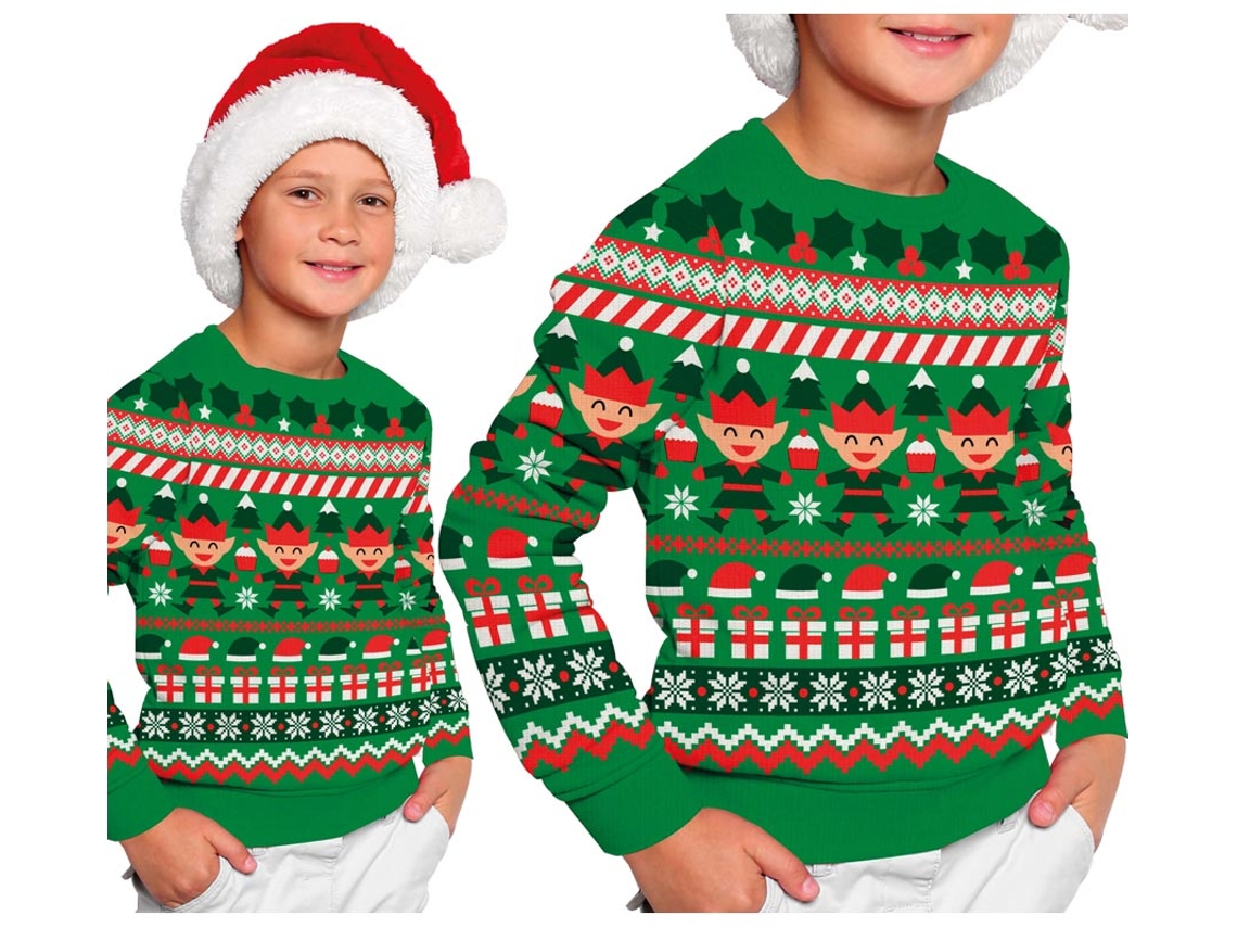 Suéter de Natal Elfo Verde para Crianças
