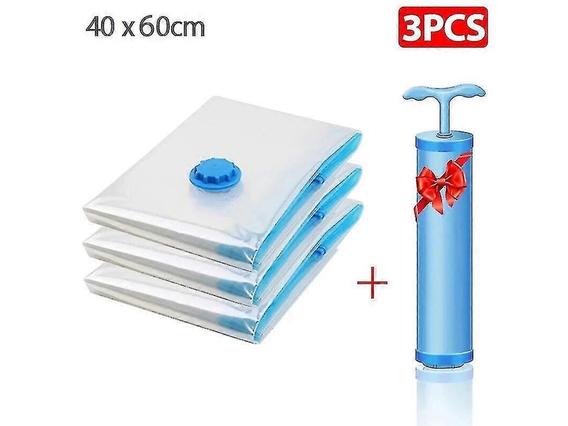 Conjunto De 3 Sacos Armazenamento A Vácuo Para Roupas Cama, Travesseiros, Toalhas E - Economiza Espaço Em Viagens Inclui Bomba Manual Embalagem