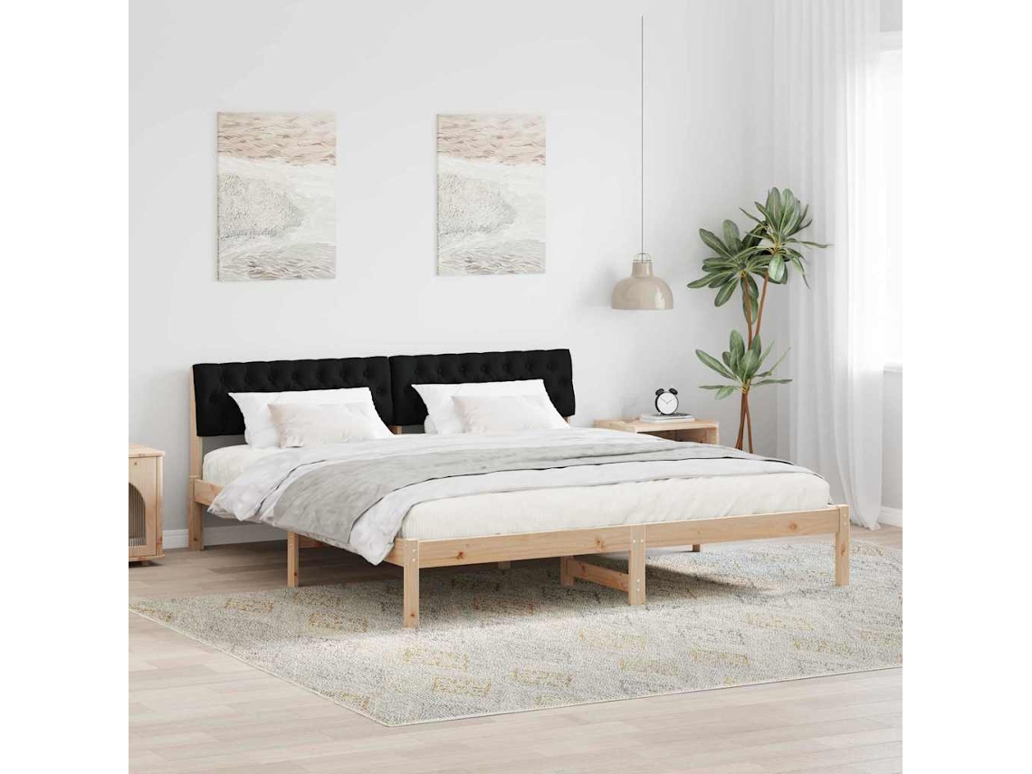 Vidaxl Estrutura Da Cama Com Cabeceira Castanho E Preto 180 X 200 Cm