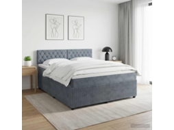 Vidaxl Cama Box Spring Com Colchão Cinzento-escuro 140 X 200 Cm Veludo