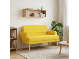 Vidaxl Sofá De Dois Lugares Com Botão Acolchoado Amarelo Claro Tecido