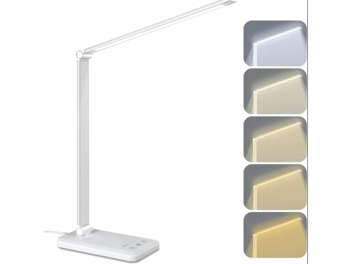 Lâmpada De Mesa Led 5 Modos De Iluminação Brilho Ajustável,usb C,para Crianças,estudo,escritório Branco Btforus
