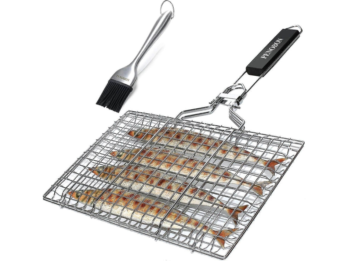 Parrilla dobrável Penobon, aço inox, com mango removível e cepillo | S/MARCA
