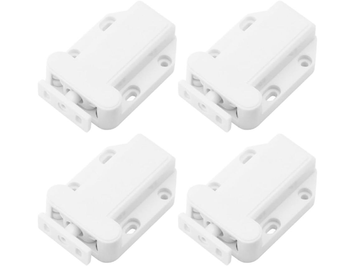 Fechos Automáticos De Pressão Para Armários E Gavetas Conjunto De 4 Peças Em Abs Branco