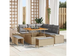 Vidaxl Conjunto De Sofá De Jardim 8 Unid. Bege Vime Pe