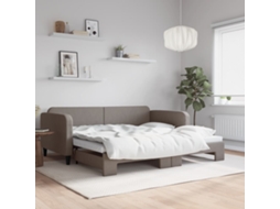 Vidaxl Sofá-cama Com Gavetão 100x200 Cm Tecido Cinzento-acastanhado
