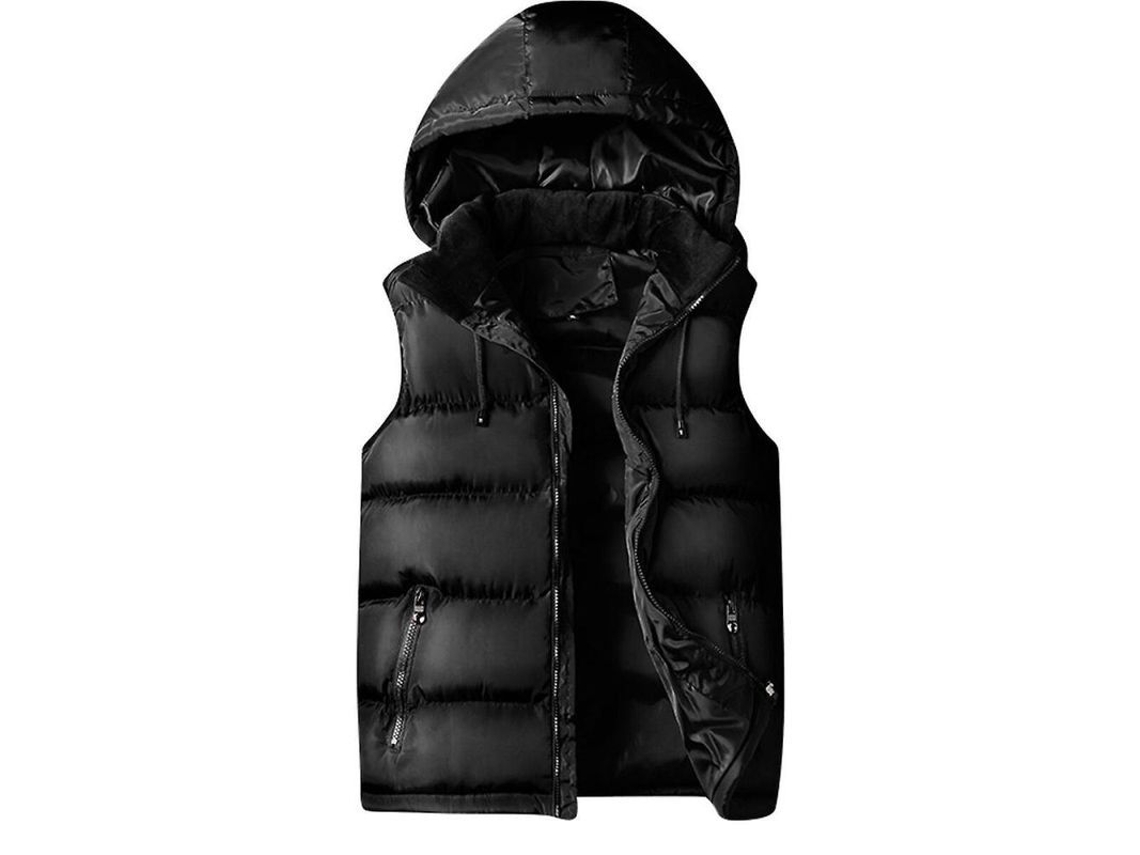 Colete acolchoado Rebe com mangas ajustáveis e removíveis, estilo casual para outono e inverno, tamanho P, preto.