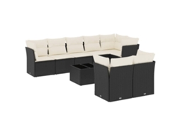 Conjunto de 9 Sofás para Jardim com Almofadões Vime Pe Preto MAISON EXCLUSIVE (9 pcs)