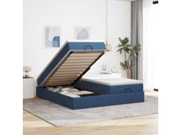 Vidaxl Estrutura de Cama Otomana com Colchões 180x200cm Tecido Azul