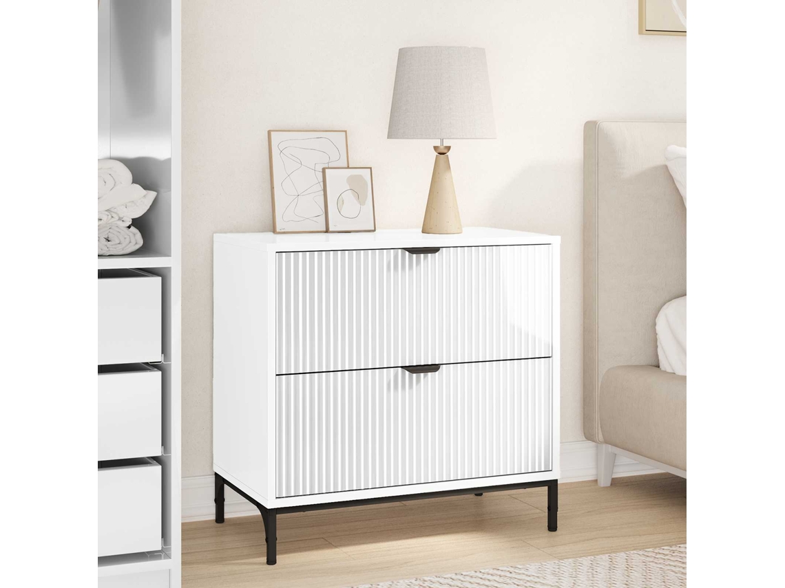 Vidaxl Mesa-de-cabeceira Branco Brilhante 63.5 X 36 X 61 Cm
