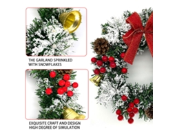 Coroa de Natal com Pinhas, Sino, Bagas e Laço | S/MARCA