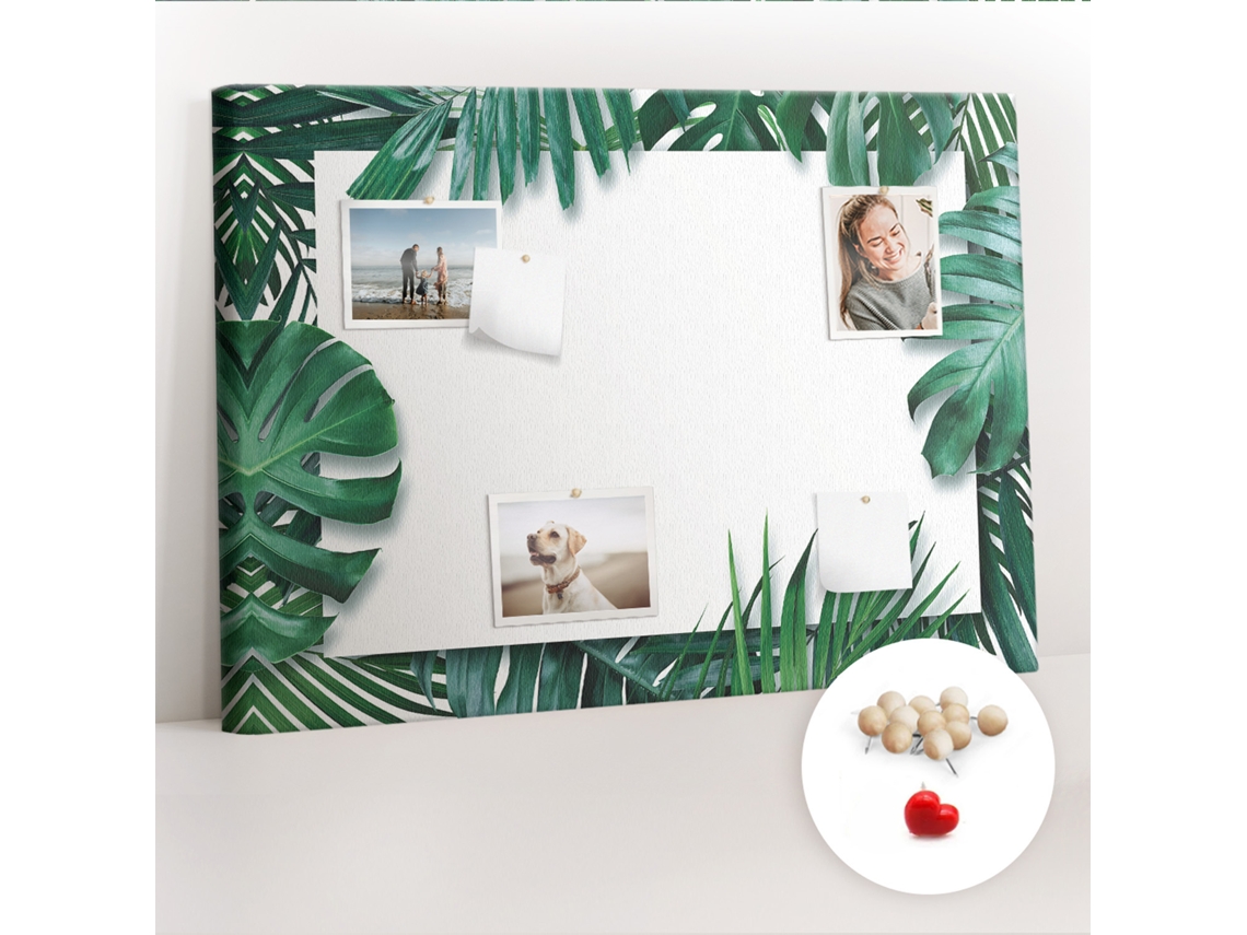 Quadro De Cortiça Com Impressão Folhas Tropicais Para O Quarto Das Crianças Espelharte (100x70 Cm)