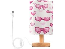 Luminária De Cabeceira Led Pequena Skyshu Com Base Madeira Antiderrapante E Cúpula Que Não Agride Os Olhos, Ideal Para