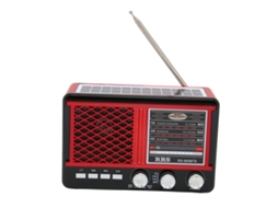 Radio Portátil Solar de Emergencia Rs 660bts Con Linterna, Multibanda Fm/am/sw, Bluetooth, Aux, Color Rojo