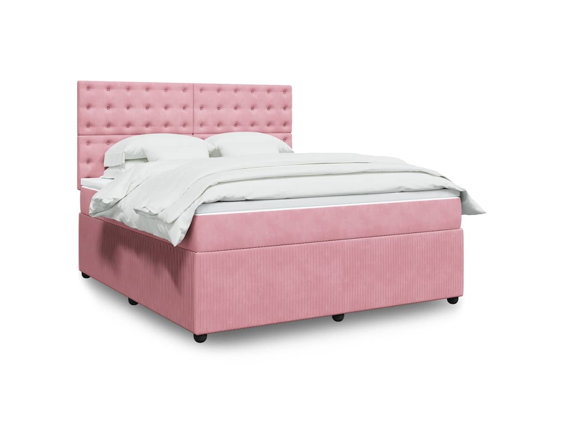 Vidaxl Cama com Molas/colchão 180x200 Cm Veludo Rosa