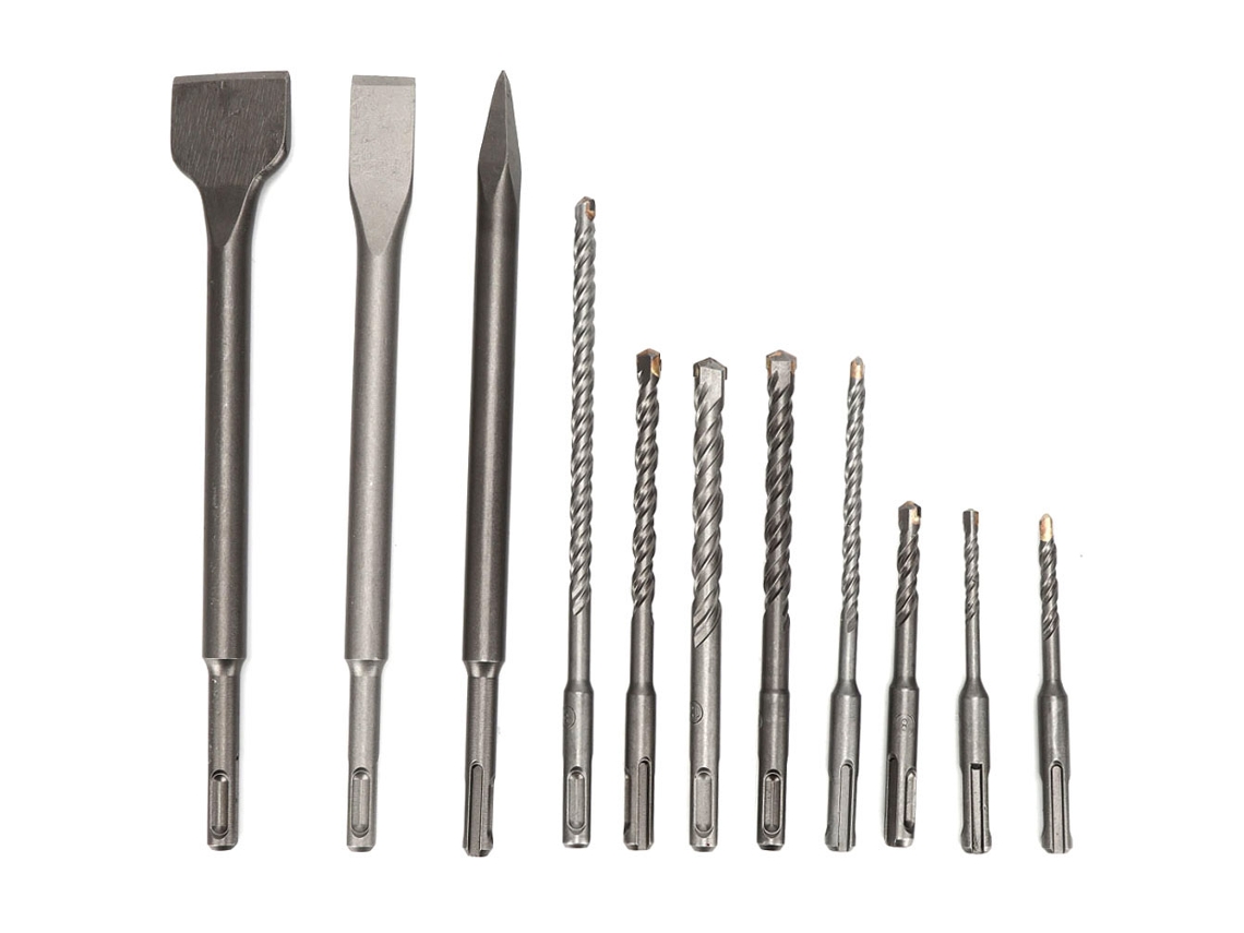 8pcs Brocas De Martelo E 3pcs Brocas De Incisão Plana Para Concreto Bloco Pedra
