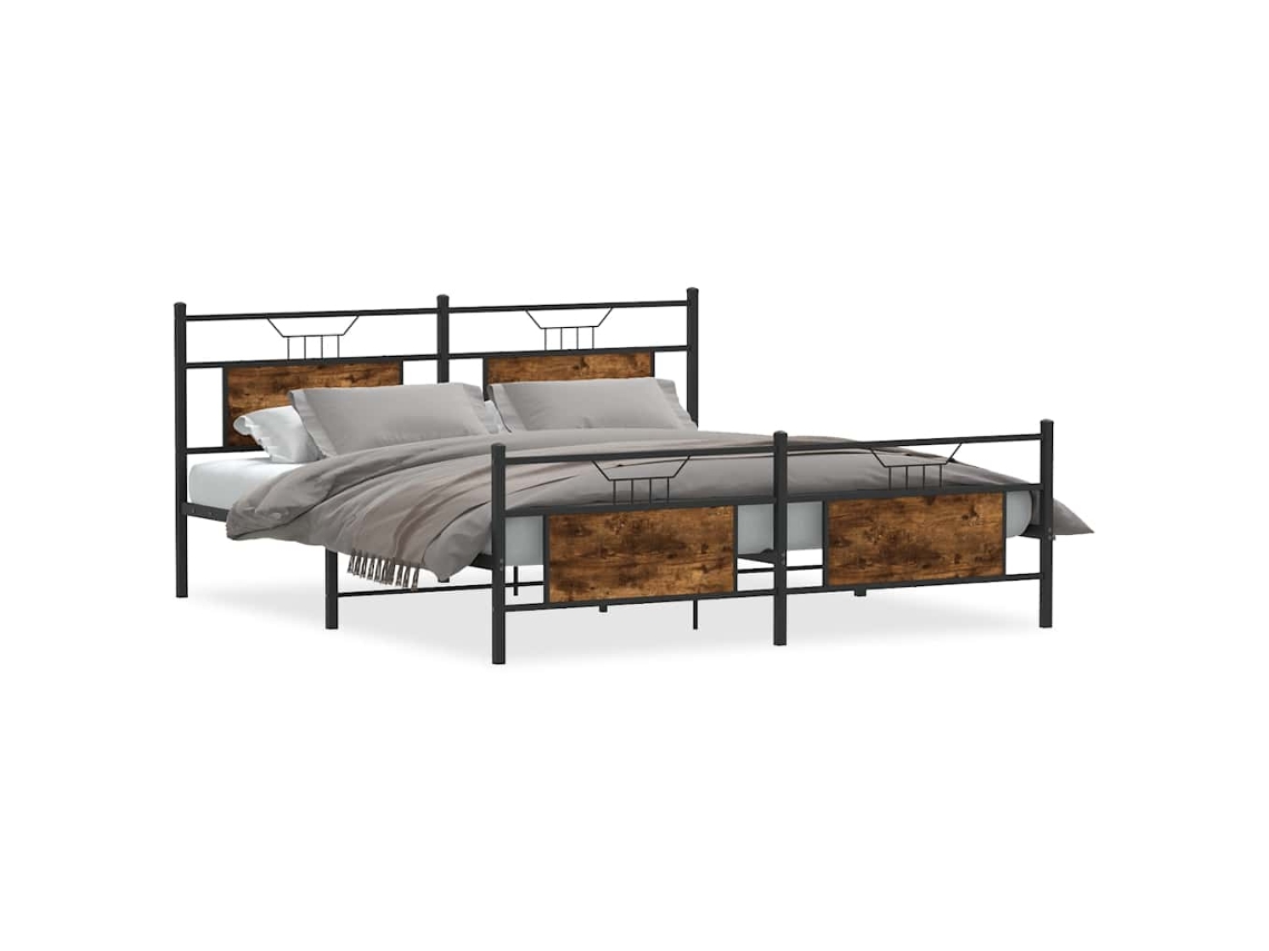 Bed Frame, Bed Frames Vidaxl Marrom Aço (183 X 213 Cm)