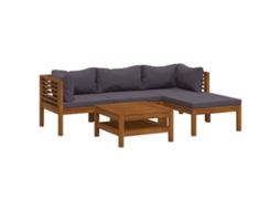Maison Exclusive - 5 Pcs Conjunto Lounge De Jardim C/ Almofadões Acácia Maciça