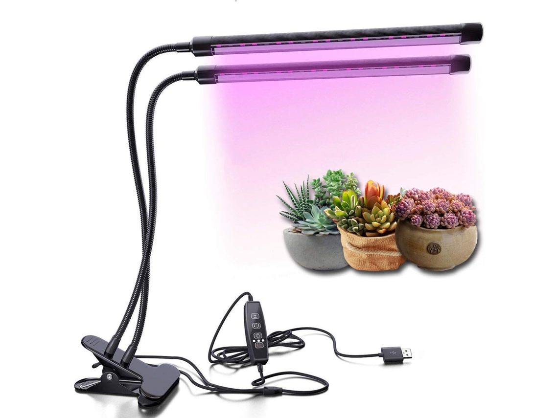 Luminária de LED para plantas com 30 LEDs, modelo duplo, com interface USB Brilvibera.
