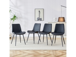 Conjunto 4 Cadeiras Jantar Modernas Pretas Pu Assento Largo