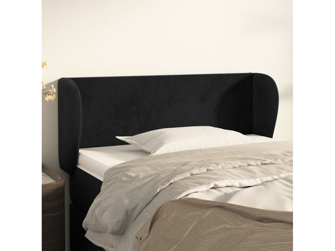 Vidaxl Cabeceira De Cama C/ Abas Veludo 103x23x78/88 Cm Preto