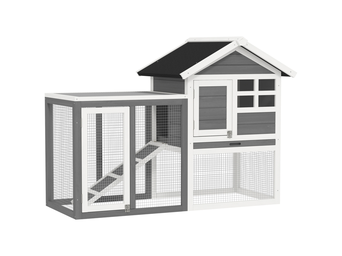 Gaiola Coelhos Cinza 123,5x62,6x92,5h Cm, Rampa, Bandeja, Recinto Externo. Ge