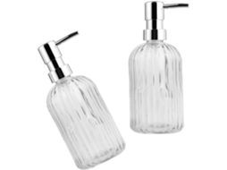 De 2 Dispensadores De Sabonete Em Vidro Transparente De 400ml, Recarregáveis E Recicláveis
