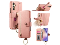 Capa Panoona Para Samsung Galaxy S24 , Com Fivela De Anel Para Pulseiraem Couro Rosa