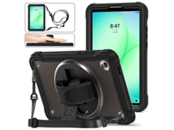 Capa para Samsung Galaxy Tab A11 8.7 polegadas com suporte giratório 360° cinza Preta GERTIZ (2025)