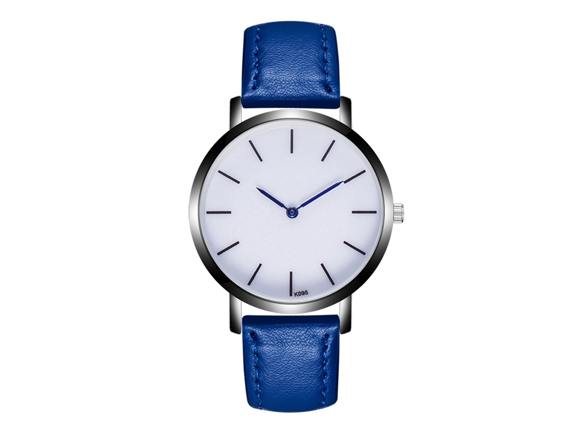 Relógio Zhoulianfa Azul Quartzo com Pulseira de Couro Unissex, Estilo Casual e Moderno