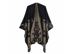 2026 poncho Cape para Mulher com Blocos de Cor, Aberto na Frente, Suave e Quente