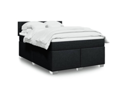 Vidaxl Cama Com Molas/colchão 160x200 Cm Tecido Preto