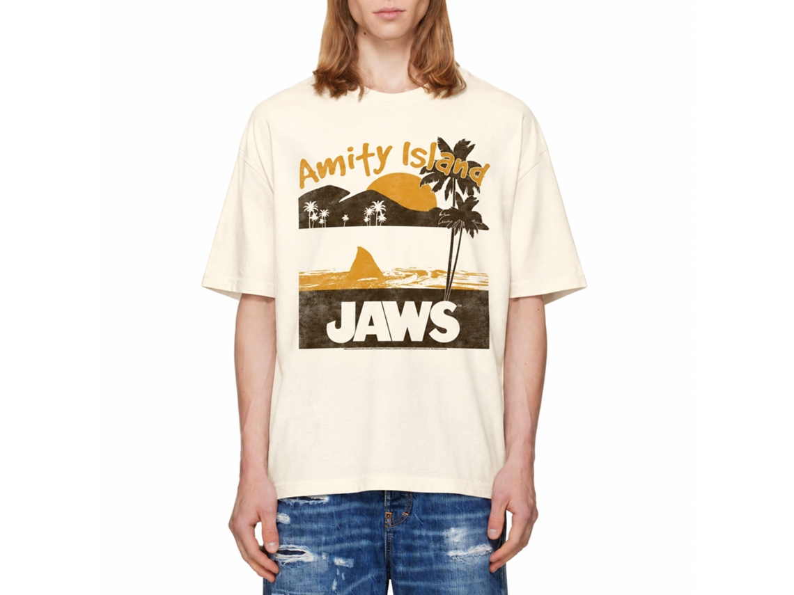 Rockinstone Jaws Movie Random Solid Natural Adult T-shirt Size:xxxl