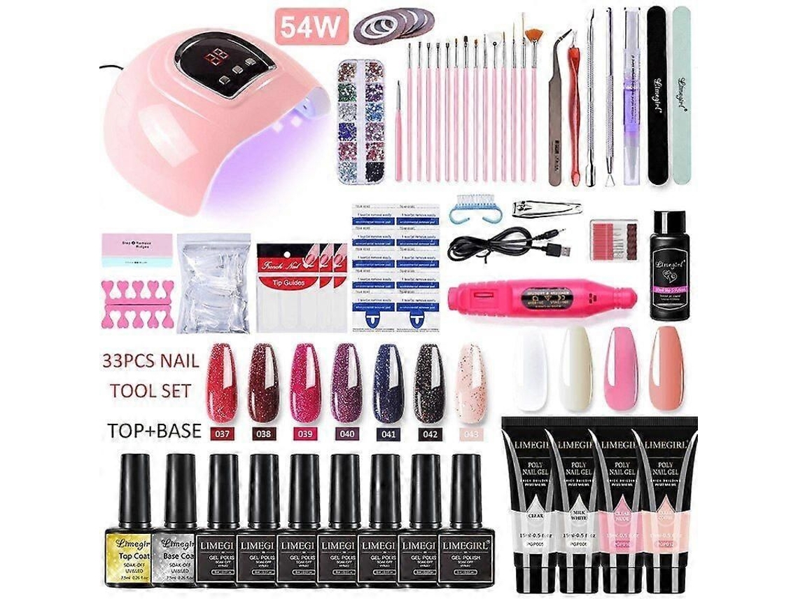 Manicure Set For Nail Extensions Gel Polish Poly With Lamp Kits Tools GOKOCO