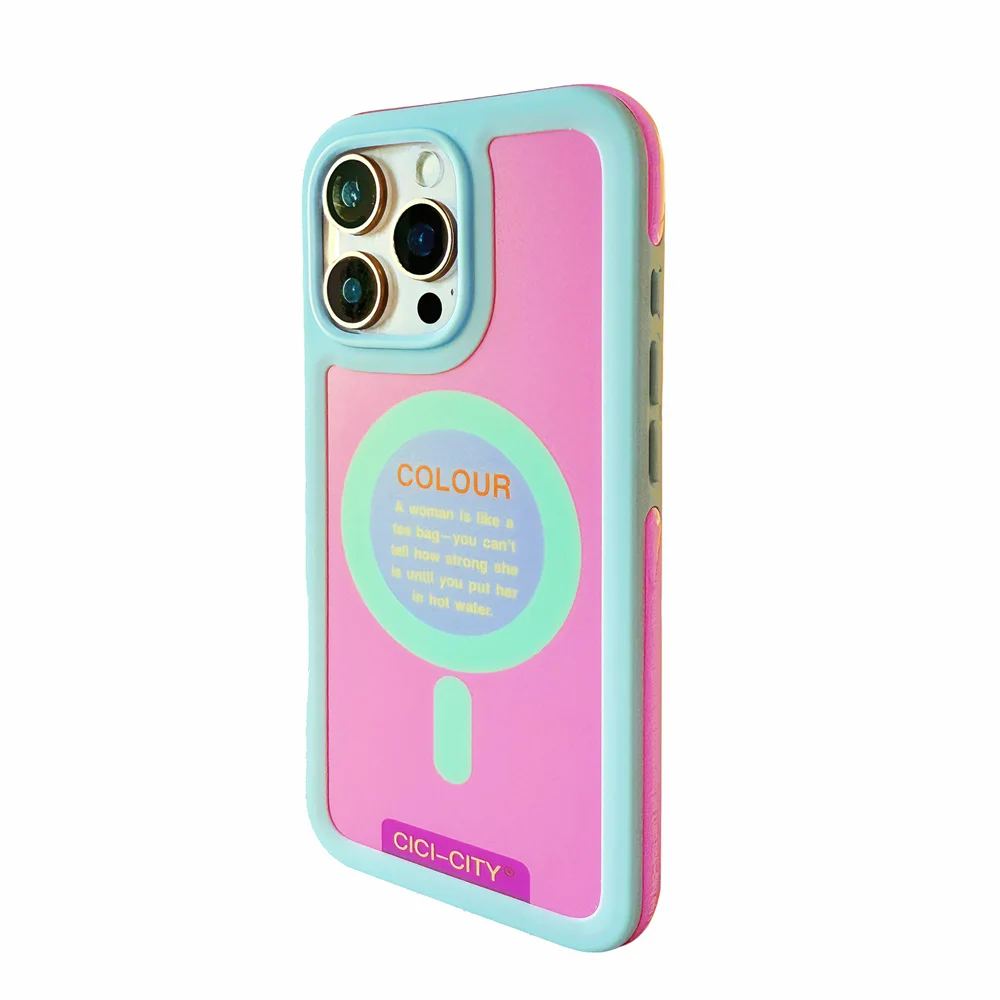 Capa Magsafe Para Iphone (iphone 15 Pro, Azul/rosa)