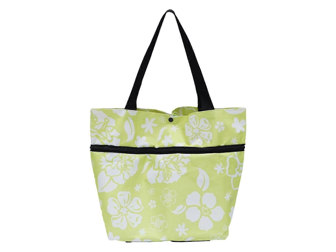 Sacola de Compras com Rodinhas, Ideal para Compras e Viagens, Dobrável, com Estampa de Folhas Verdes Multicoloridas . GOKOCO (1 Unidade)