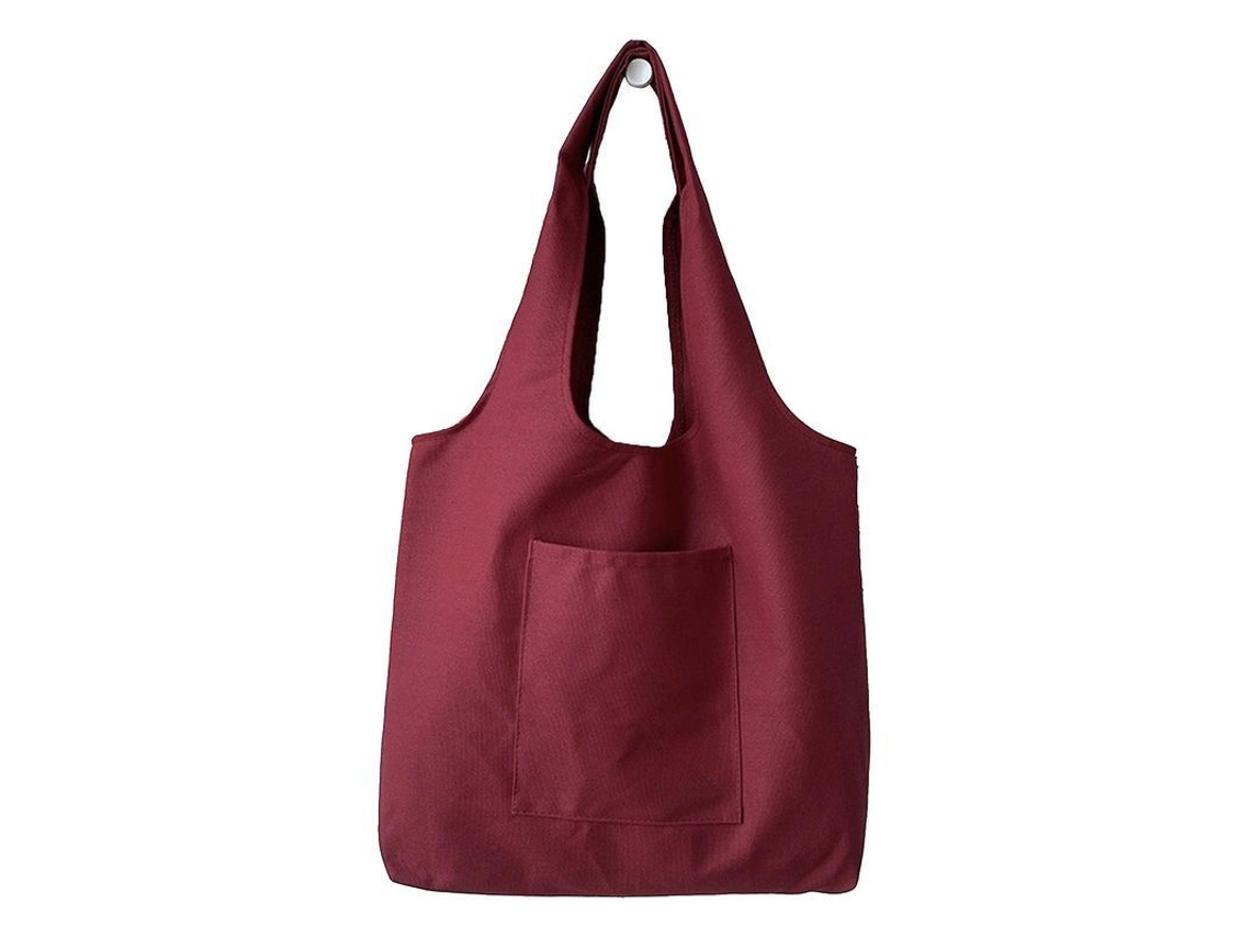 Bolsa De Lona De Cor Sólida Para Mulher, Trapézio Simples, Literário, Viagem, Grande Capacidade, Estudante, Aula Rojo