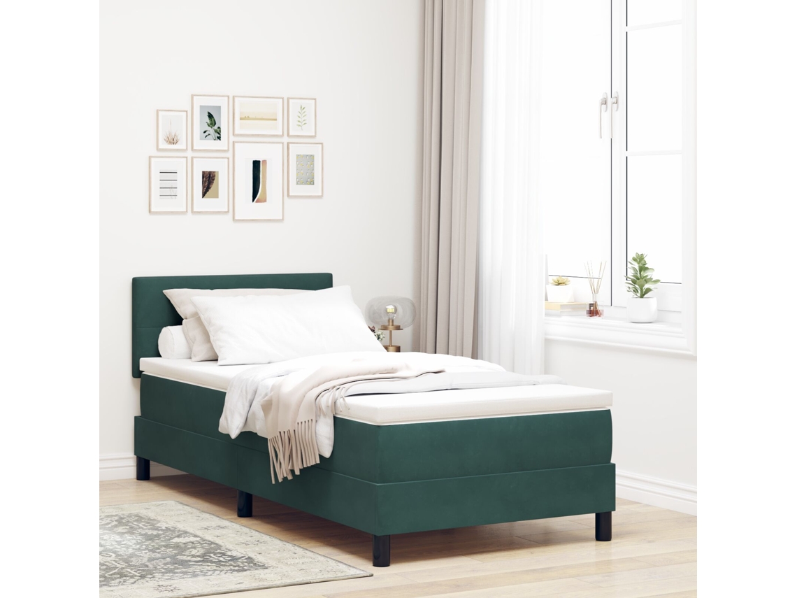 Cama Box Da Com Colchão Verde Escuro Individual Veludo