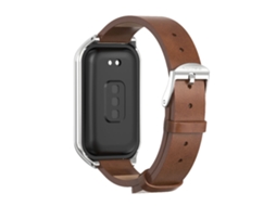 Pulseira em Pele de Microfibra para Redmi Band 3/xiaomi Band 9 Active Marrom prata HEXINYIGJLY