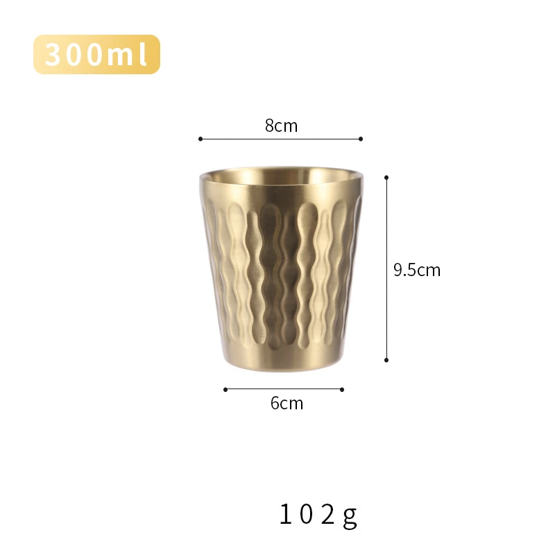 Caneca de Café com Isolamento de Parede Dupla , em Aço Inoxidável 304, Também Ideal para Cerveja. MDUG (dourada, 300ml)