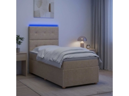 Vidaxl Cama Box Com Led E Colchão Creme 80 X 200 Cm Tecido