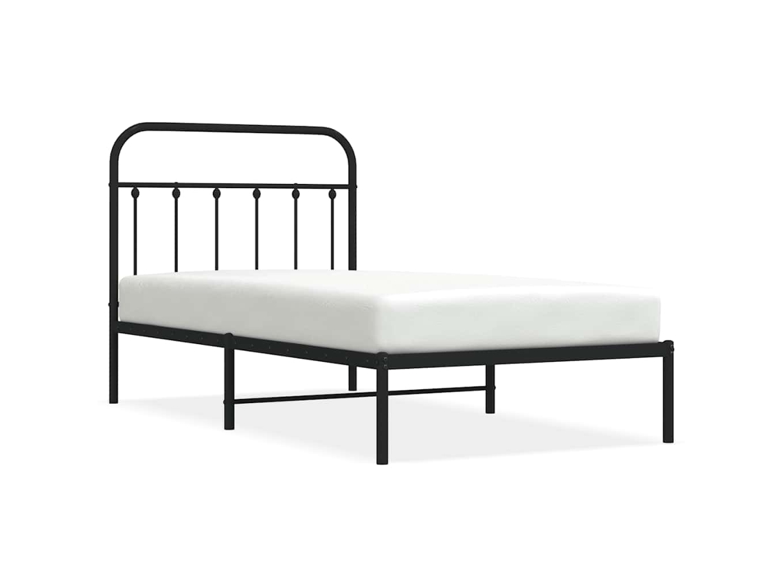 Estrutura de Cama com Cabeceira Metal Preto MAISON EXCLUSIVE 100x190 cm