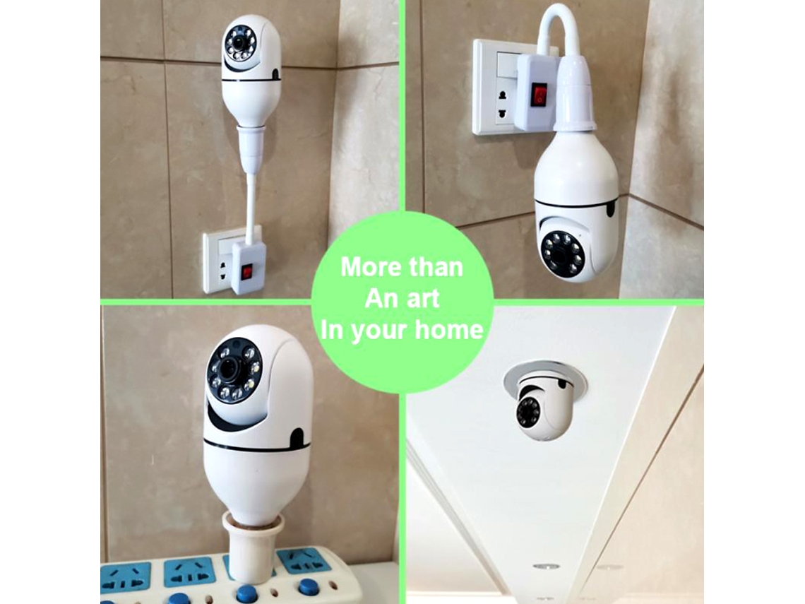 2026 câmera Lâmpada Inteligente 1080p Wifi Exterior 360 Graus Segurança Residencial