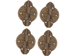 Conjunto De 4 Dobradiças Latão Antigo Para Portas Armário, 42x31mm, Para Projetos De Vitrines E Caixas Joias