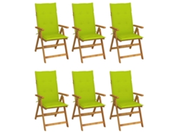 Cadeiras Dobráveis Jardim C/ Almofadões 6 Pcs Acácia Maciça Dkd Home Decor